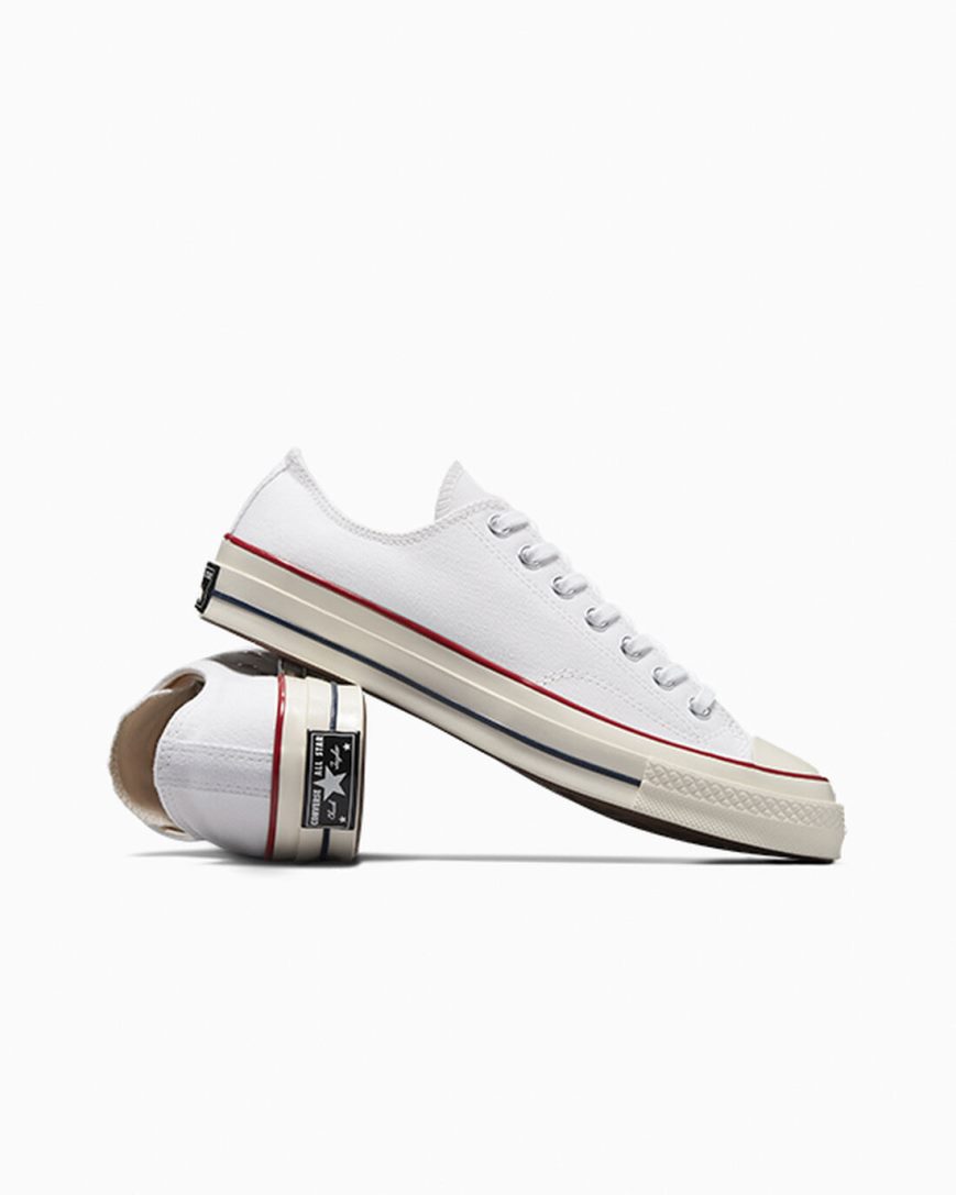 Zapatillas Bajas Converse Chuck 70 Vintage Canvas Hombre Blancas Rojas Oscuro | PE 405E27